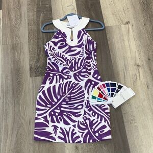 ❄️CK Bradley Purple and White Leaf Print Dress